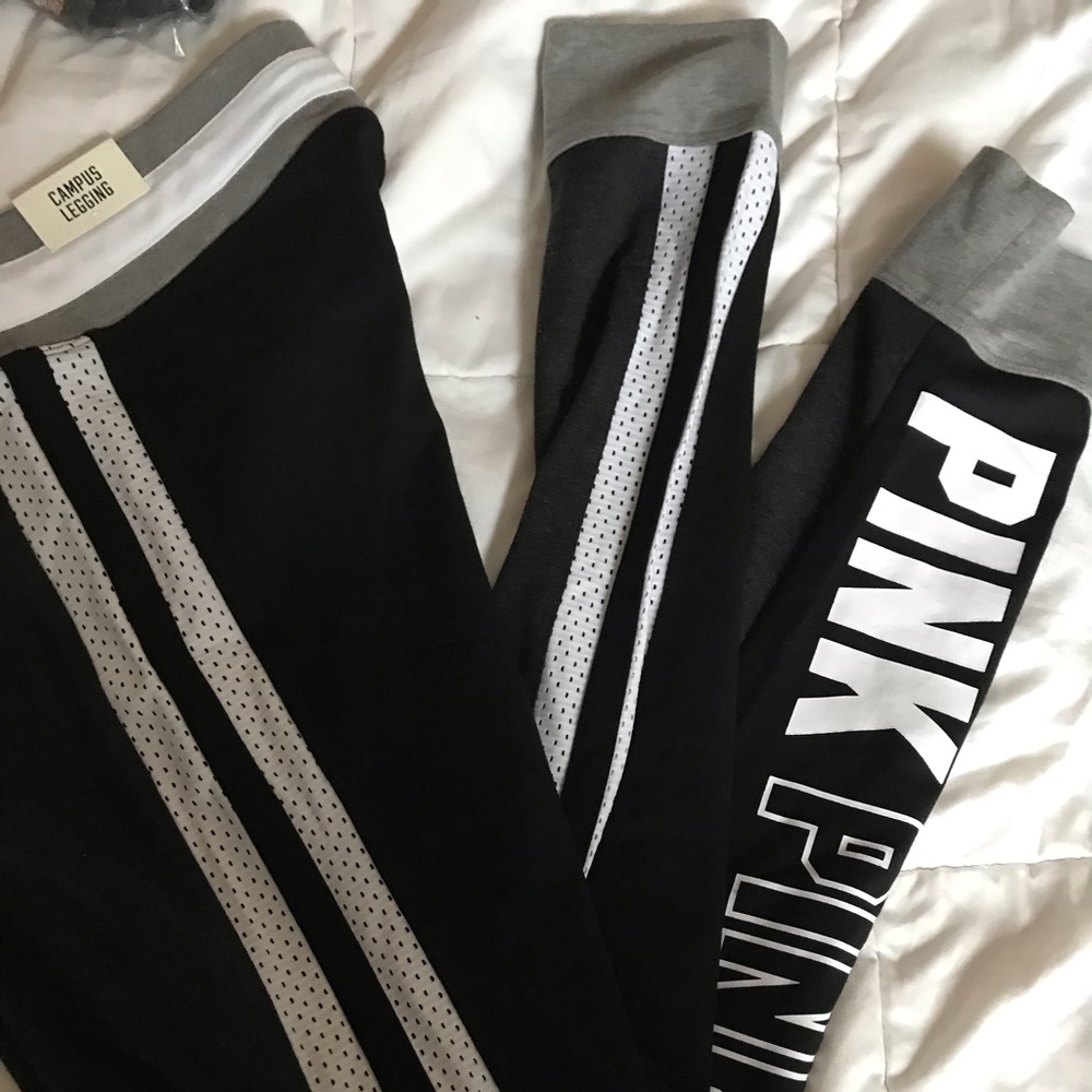 NIP VS PINK CAMPUS LEGGING SZ L GREY BLACK - Picture 2 of 8